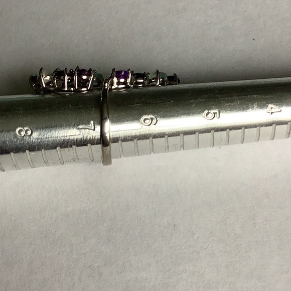 Natural Chalcedony Amethyst & Garnet gemstone sterling statement ring size 6.75 - Picture 4 of 6